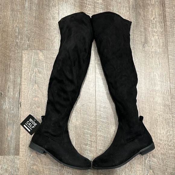 Kenneth Cole Reaction Shoes - Kenneth Cole Reaction vegan suede black over the knee wide calf boots size 6